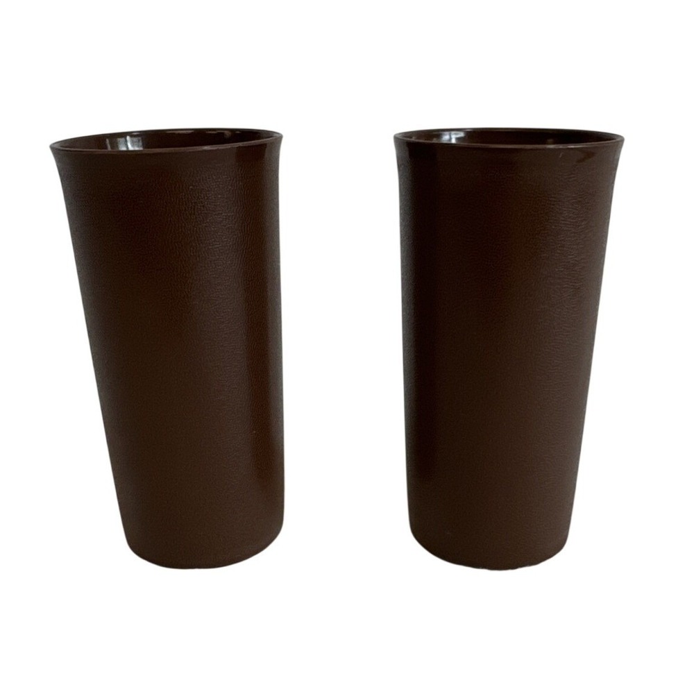 Vintage Tupperware Salt & Pepper Shaker bottom cups Brown 1329-8 1329-10 NO LIDS